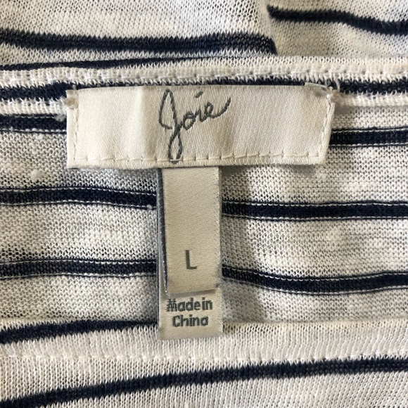 Joie Black & White Striped 100% Linen Top - Picture 6 of 7